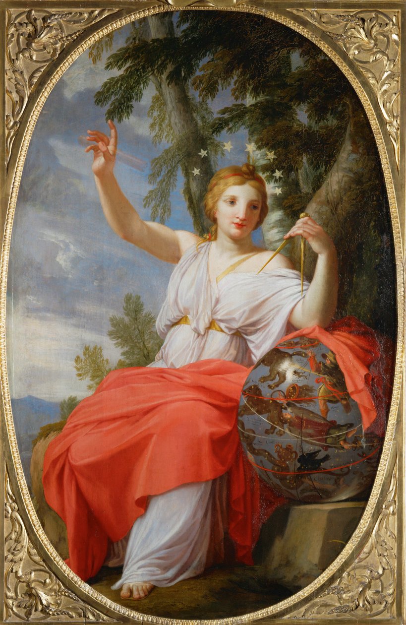 A musa Urania. Da Câmara das Musas, Louvre, Paris ... de Eustache (studio of) Le Sueur