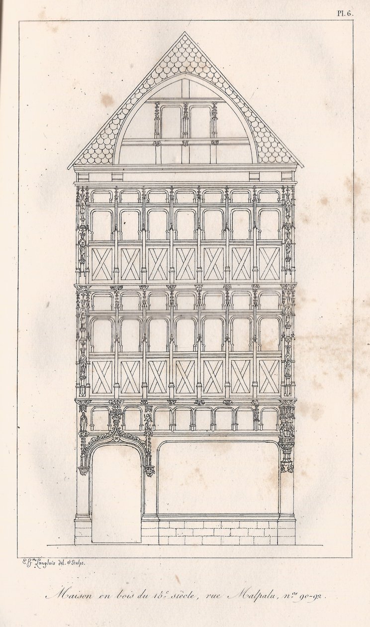 Casa de madeira do século 15, rue Malpalu n ° 90-92 de Eustache Hyacinthe Langlois