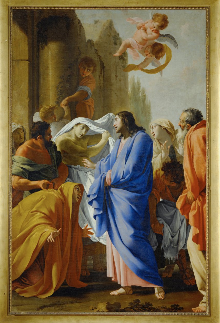 Cristo ressuscita o filho da viúva de Naim, pintado antes de 1640 (pintura sobre tela) de Eustache Le Sueur