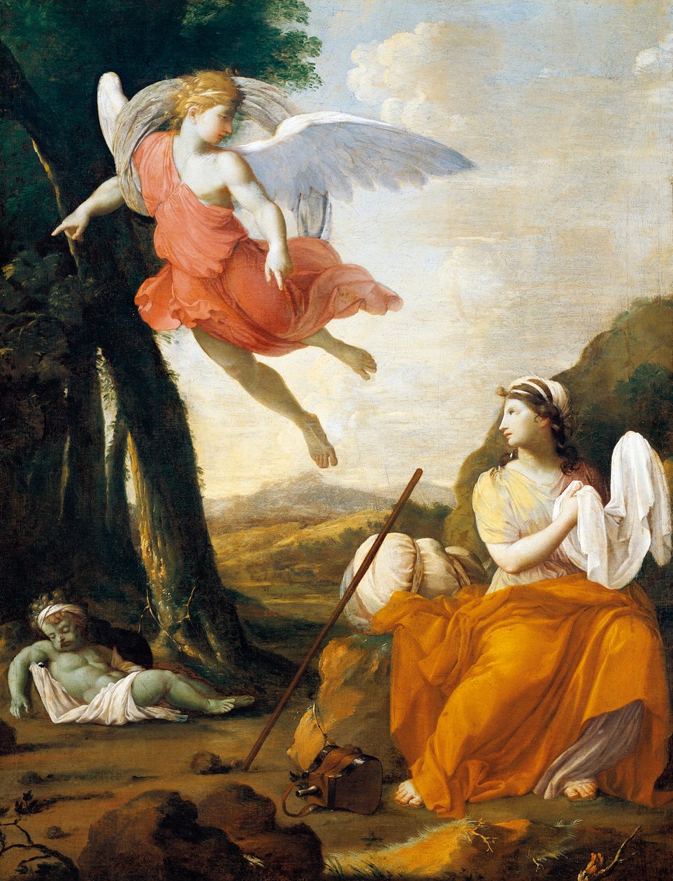 Hagar e Ismael salvos por um anjo, por Eustache Le Sueur (1616-1655) de Eustache Le Sueur