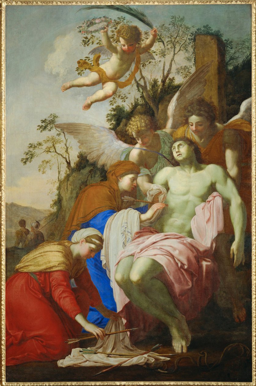 São Sebastião tendido por Santa Irene (pintura sobre tela) de Eustache Le Sueur