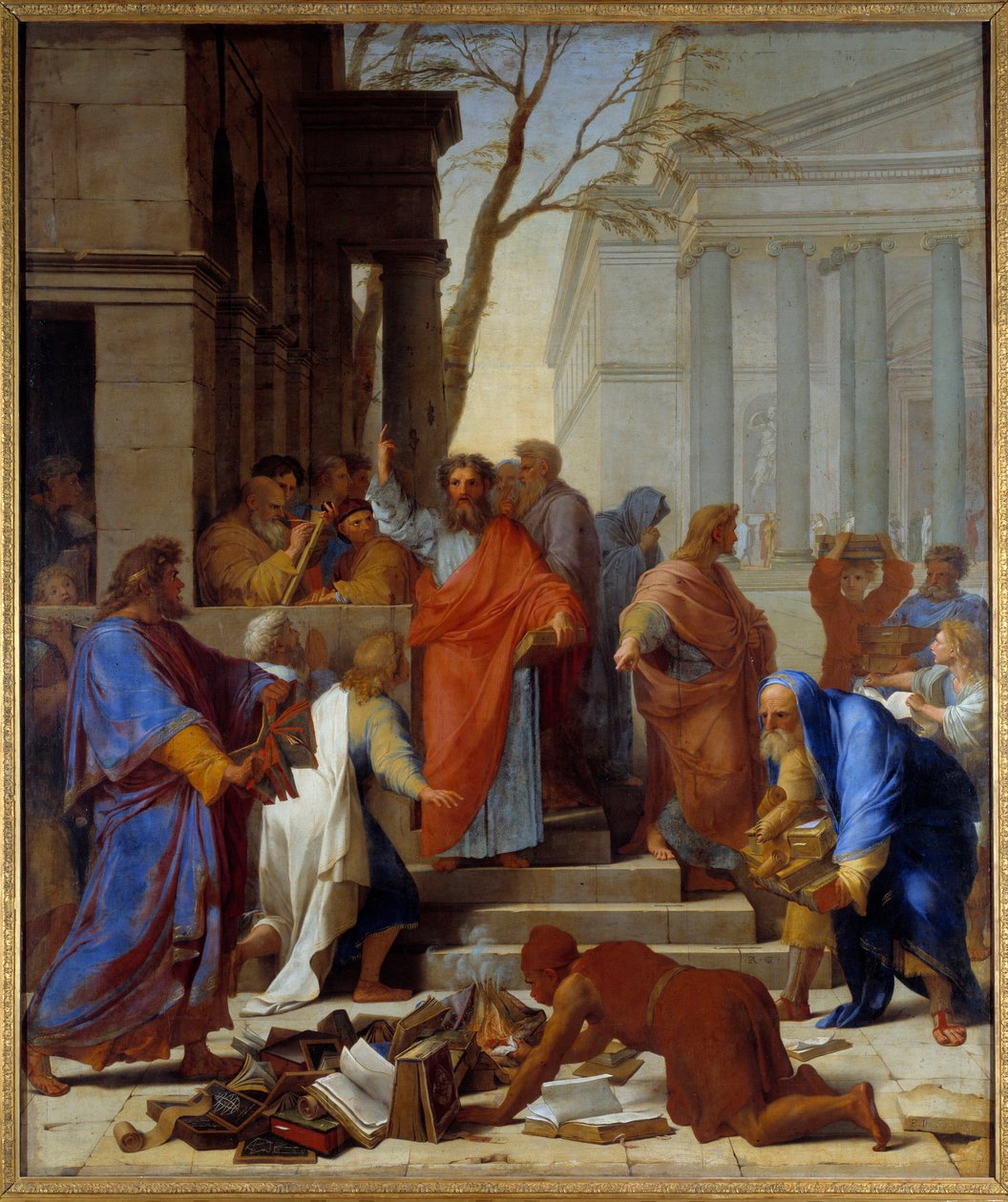 A Predição de São Paulo a Éfeso Pintura de Eustáquio Le Sueur (1617-1655) 1649 Sol. 3,94x3,28 m de Eustache Le Sueur