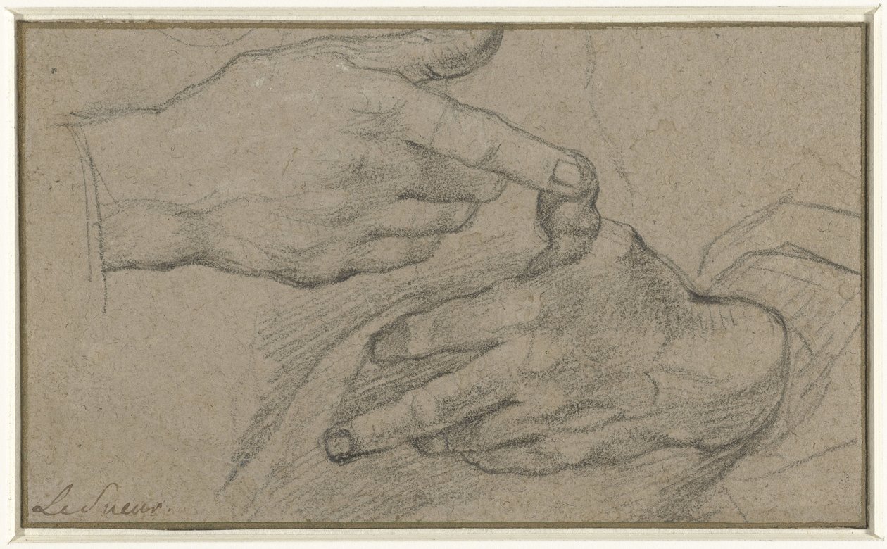 Estudo de duas mãos de Eustache Lesueur