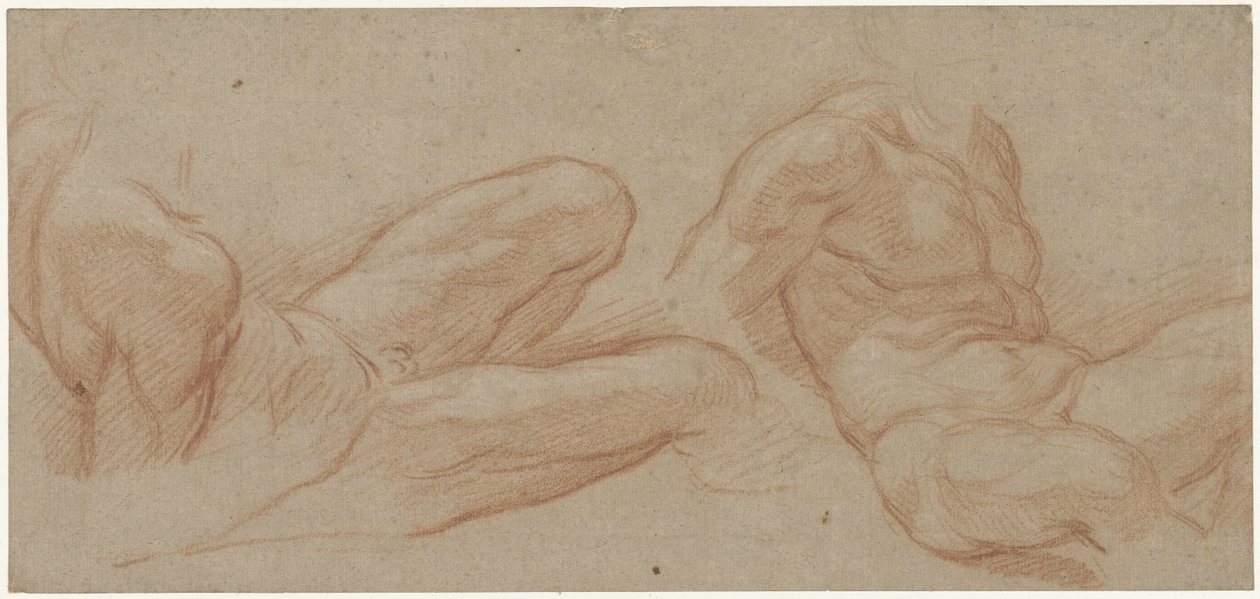 Dois estudos de um homem nu deitado de Eustache Lesueur