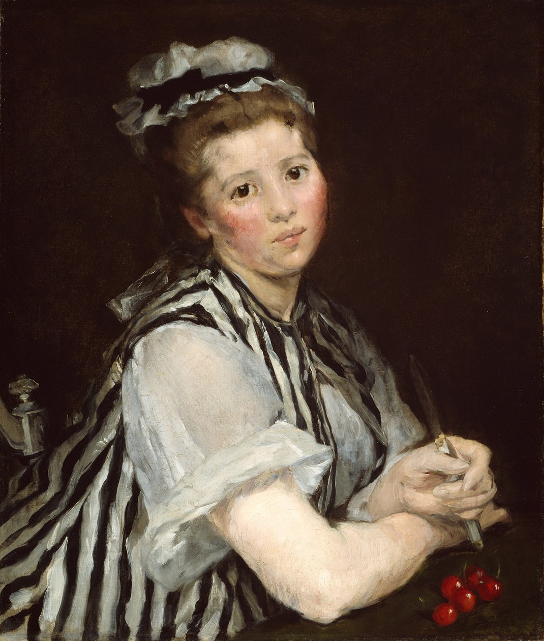 Rapariga com cerejas, c.1870 (óleo sobre tela) de Eva Gonzalès
