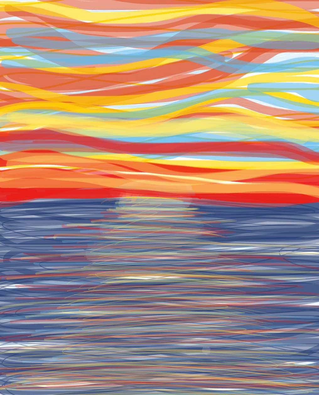 Oceano Atlântico, 2018 (desenhado à mão num iPad com um lápis Apple) de Evan Sklar