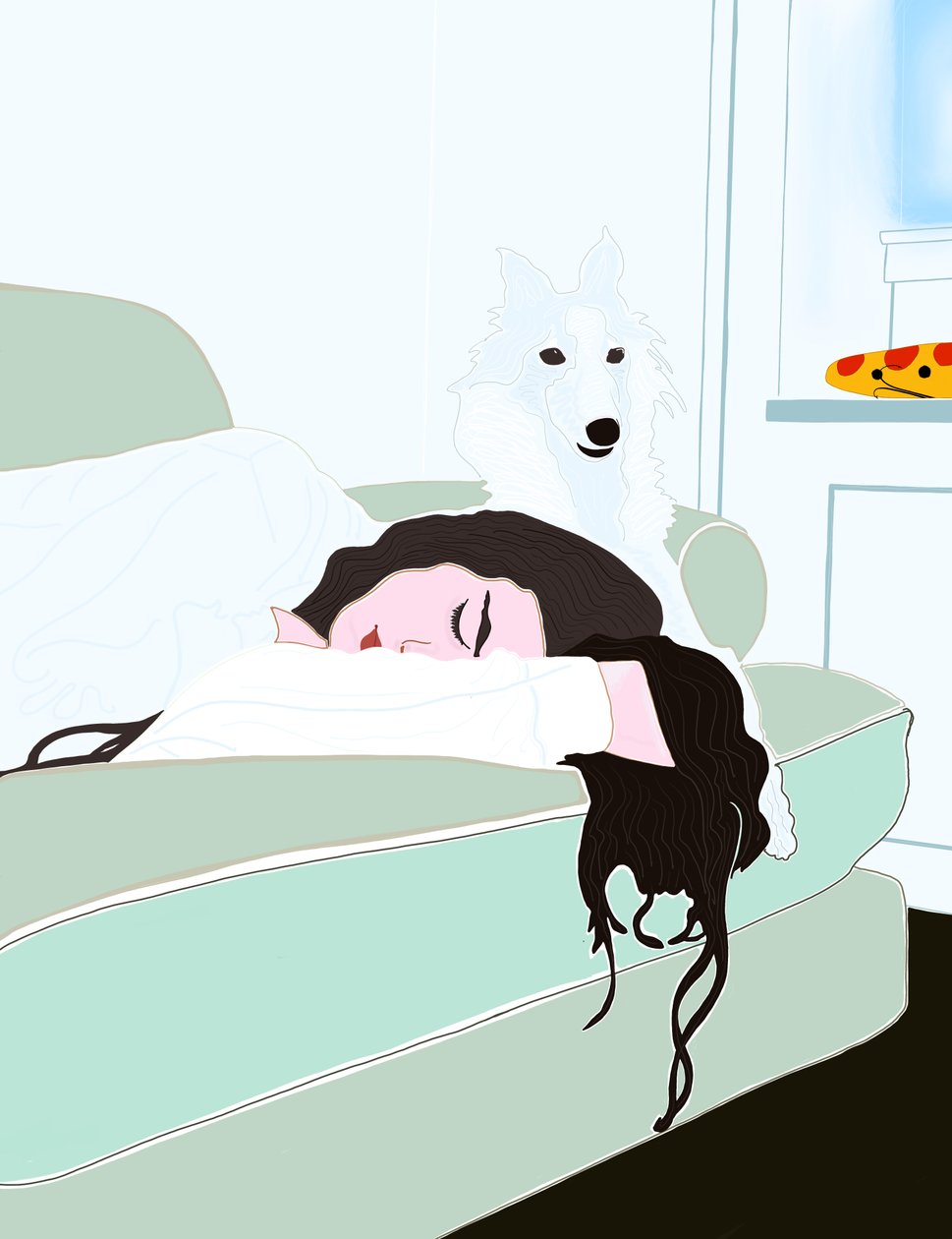 Ava e Minnie a dormir a sesta (arte digital) de Evan Sklar