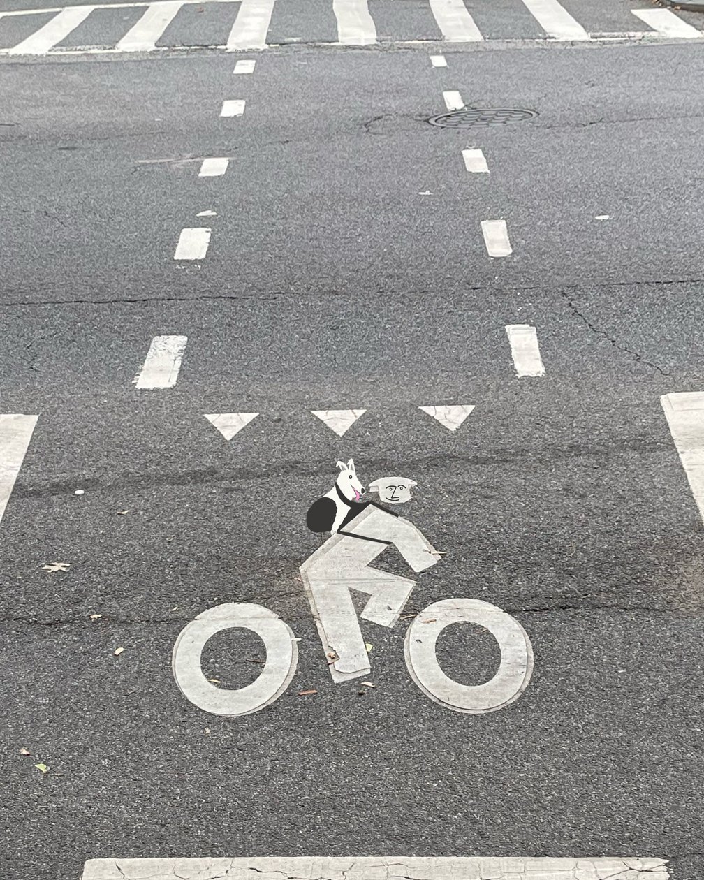 Sinalização de ciclovia na rua (arte digital) de Evan Sklar