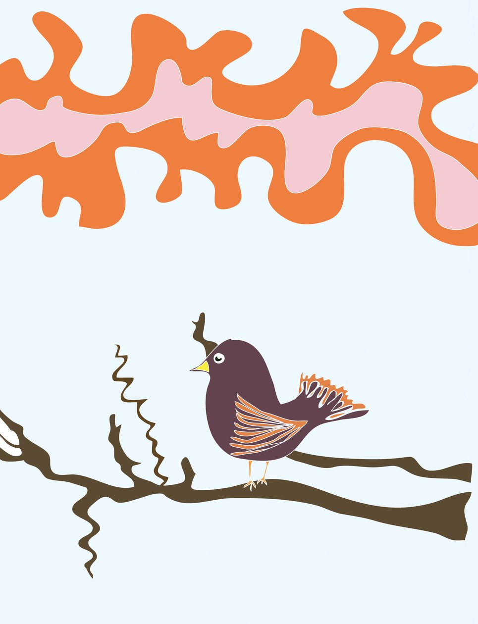 Bird On Branch, 2015 (desenhado à mão num iPad com um lápis Apple) de Evan Sklar
