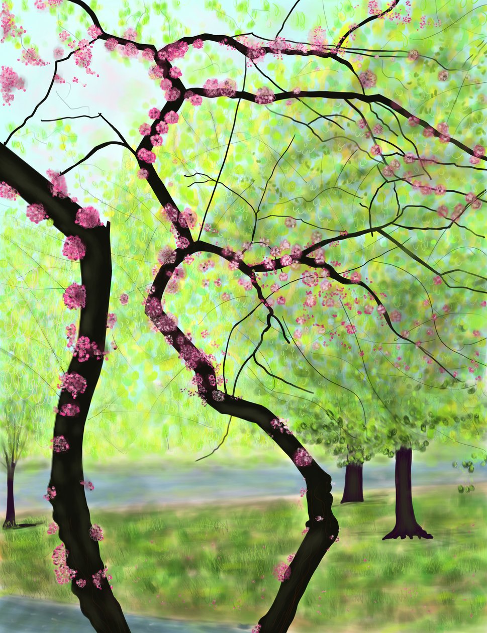 Árvore em flor, Brooklyn (arte digital) de Evan Sklar