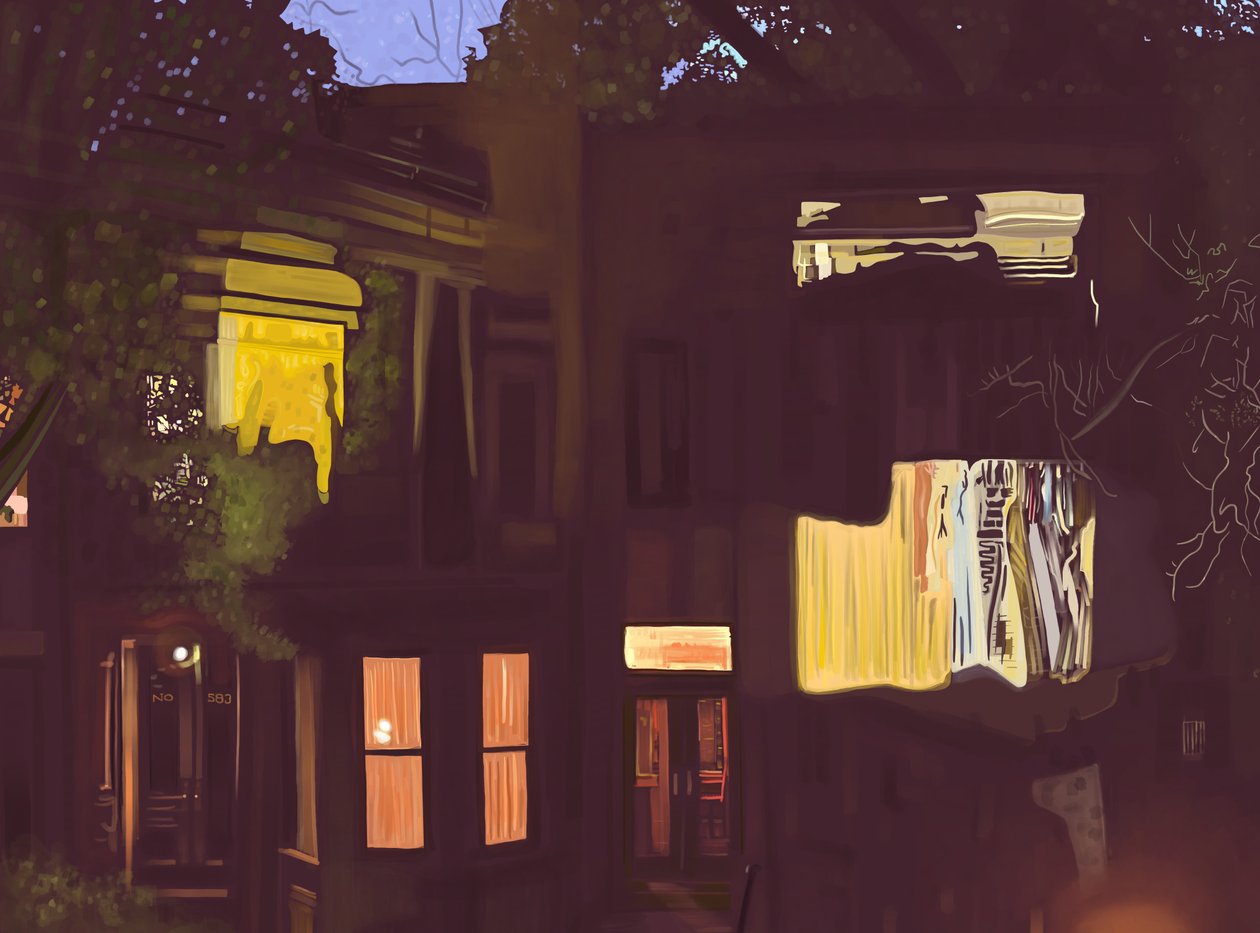 Pedras castanhas à noite, c.2020-24 (arte digital) de Evan Sklar