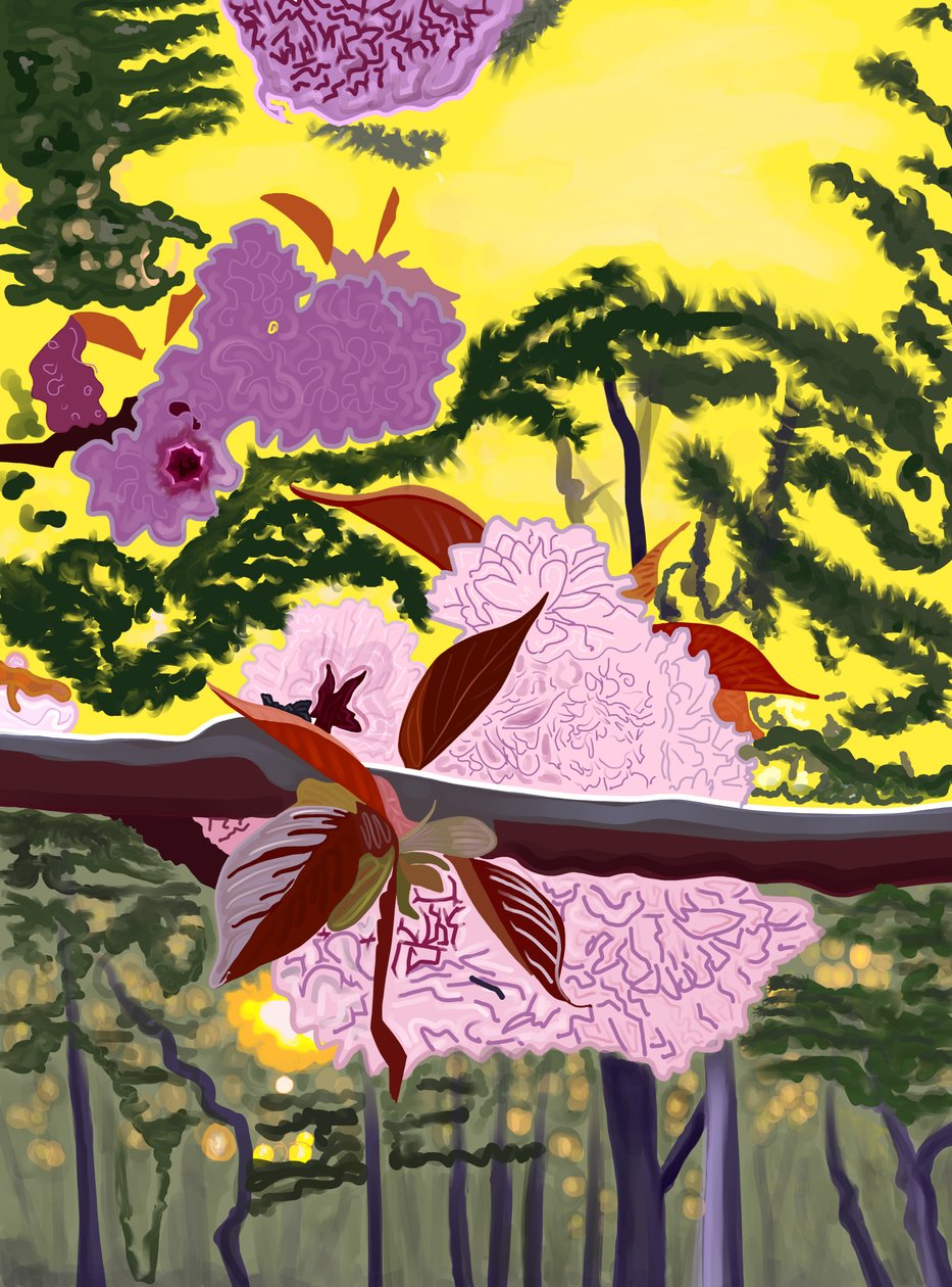 Cerejeiras em flor no ramo do Brooklyn (arte digital) de Evan Sklar