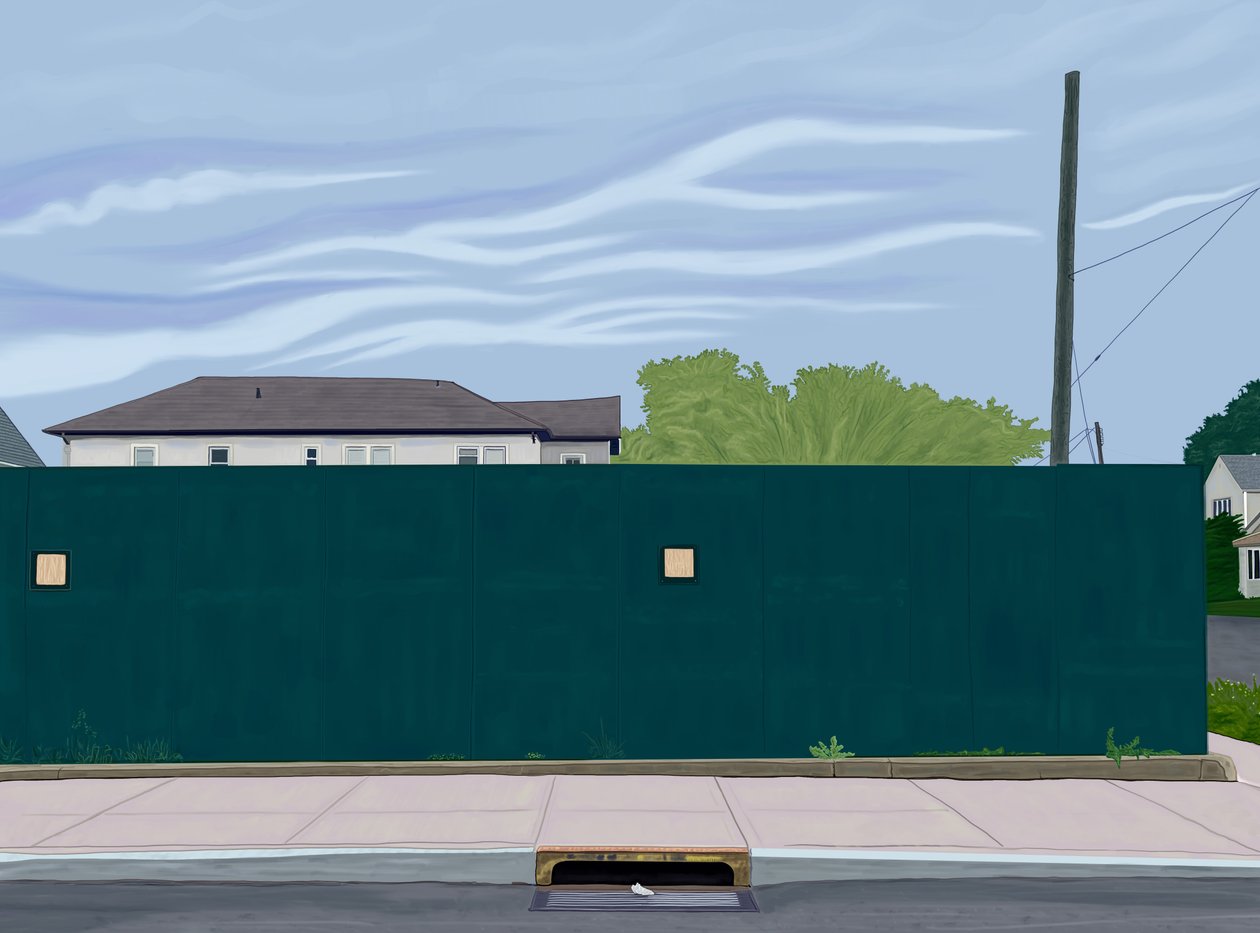 Barracão de construção, Brooklyn, 2025 (arte digital) de Evan Sklar