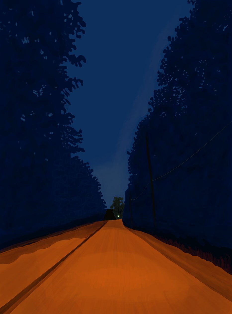 Estrada de terra à noite, Brooklyn (arte digital) de Evan Sklar
