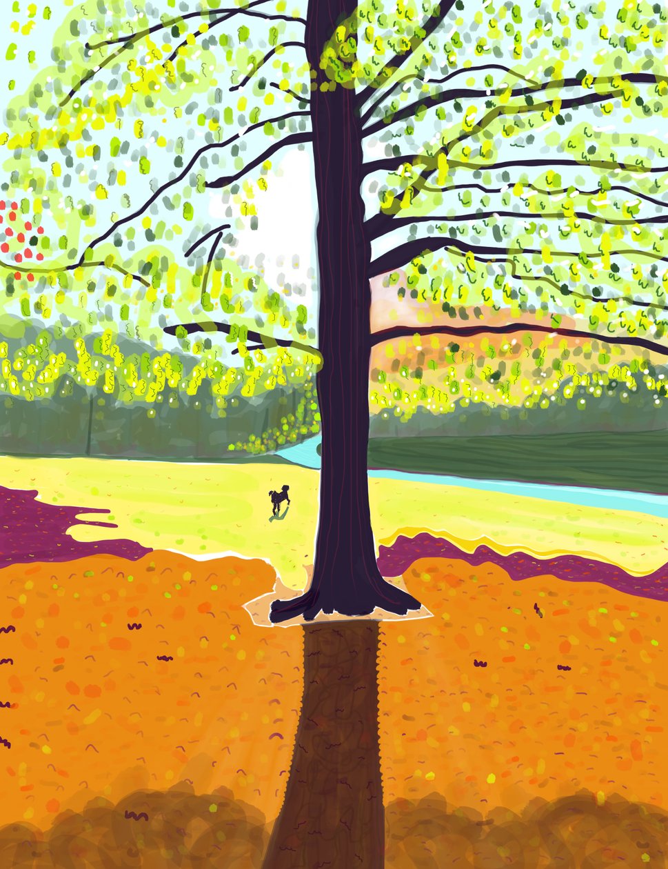 Cão, manhã cedo, outono, Parque Prospekt (arte digital) de Evan Sklar