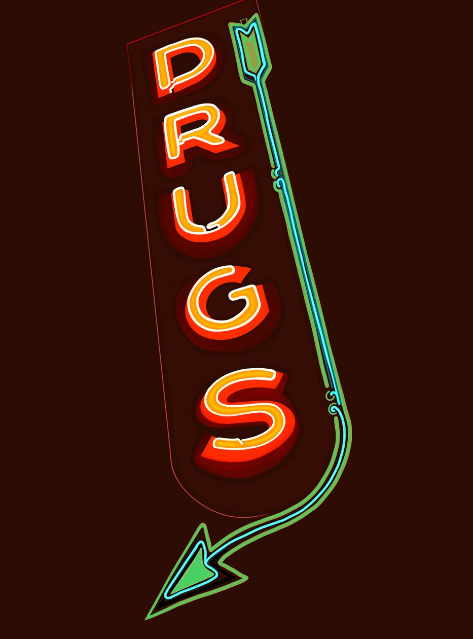 Drogas, 2025 (arte digital) de Evan Sklar