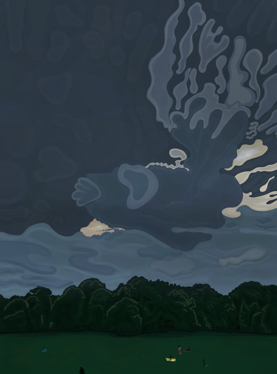 Crepúsculo e nuvens, Prospect Park, Brooklyn (arte digital) de Evan Sklar