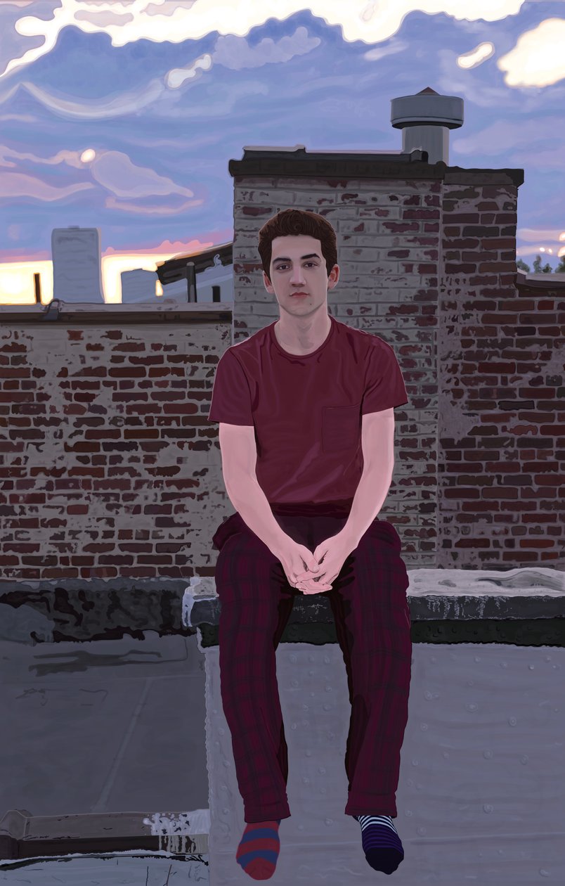 Emmitt no telhado, Brooklyn (arte digital) de Evan Sklar
