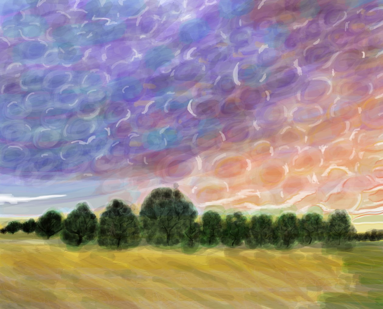 Field In Vermont, 2018 (desenhado à mão num iPad com um lápis Apple) de Evan Sklar