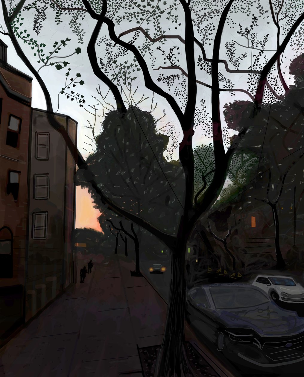 Fifth Street, Brooklyn, agosto, 2016 (desenhado à mão num iPad com um lápis Apple) de Evan Sklar
