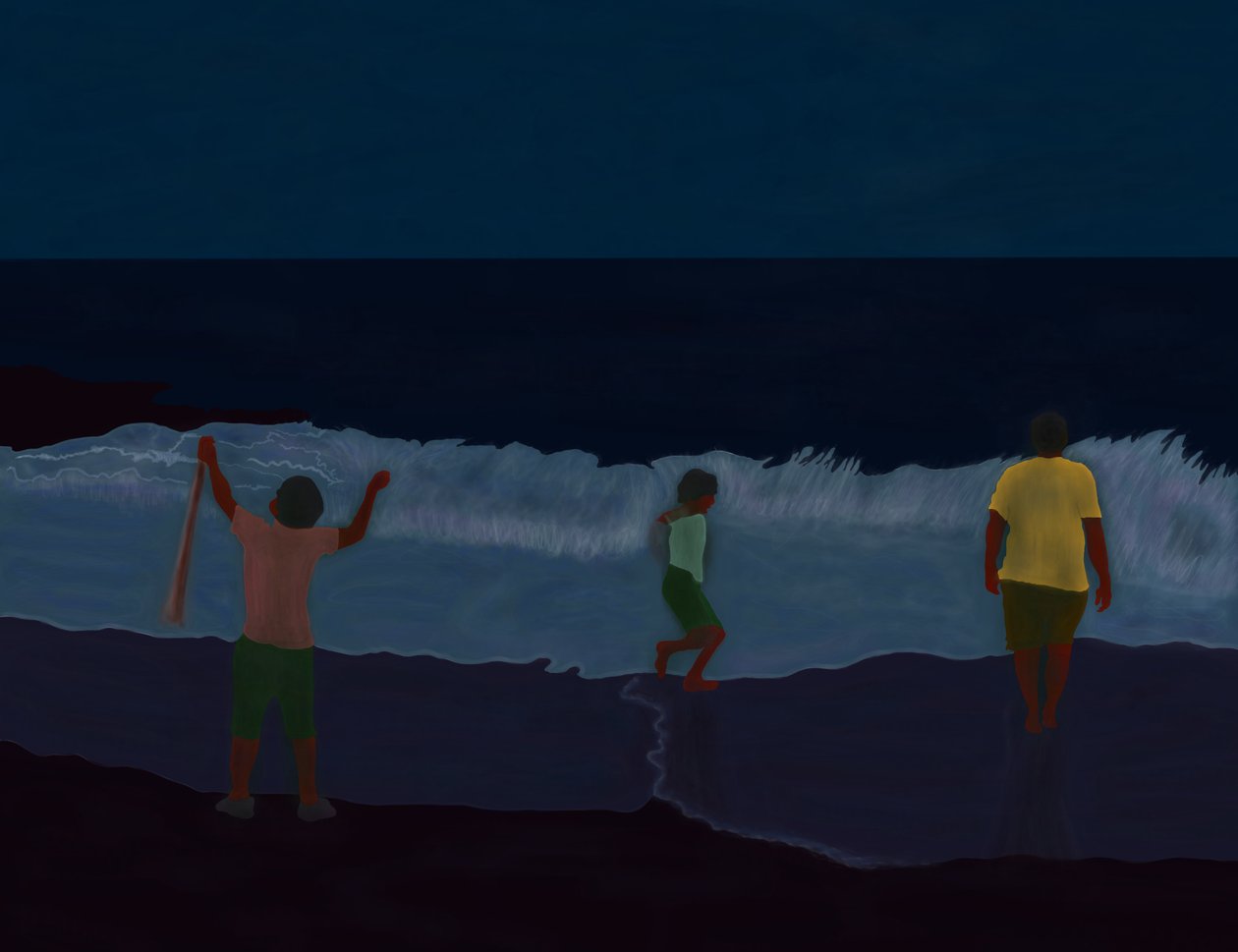 Praia da ilha do fogo final à noite (arte digital) de Evan Sklar
