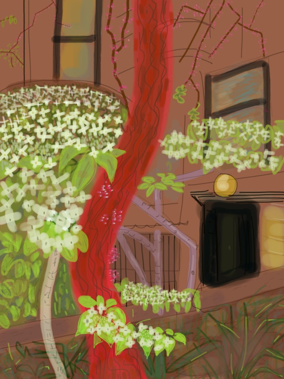 Flowering Dogwood Trees, 2015 (desenhado à mão num iPad com um lápis Apple) de Evan Sklar