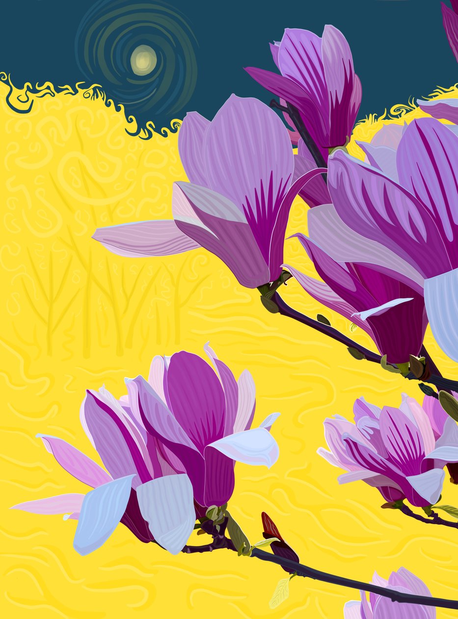Árvore de tulipas em flor, 2025 (arte digital) de Evan Sklar