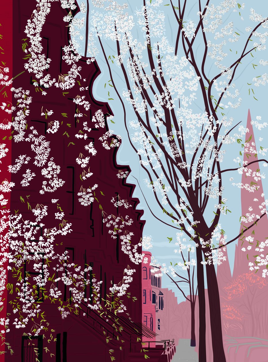 Garfield Place, Spring, Brooklyn, c.2020-24 (arte digital) de Evan Sklar