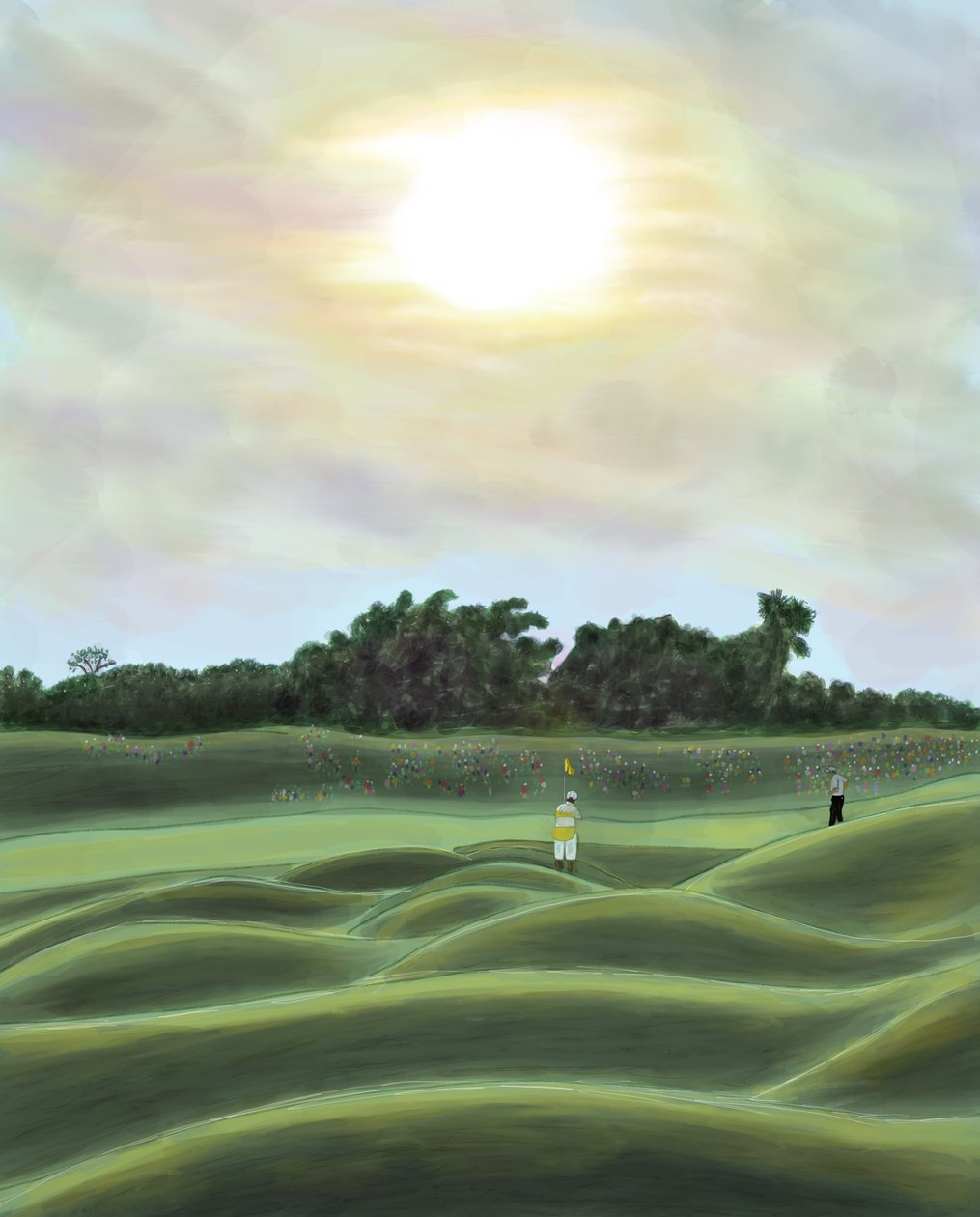 Campo de golfe e espectadores, Brooklyn (arte digital) de Evan Sklar