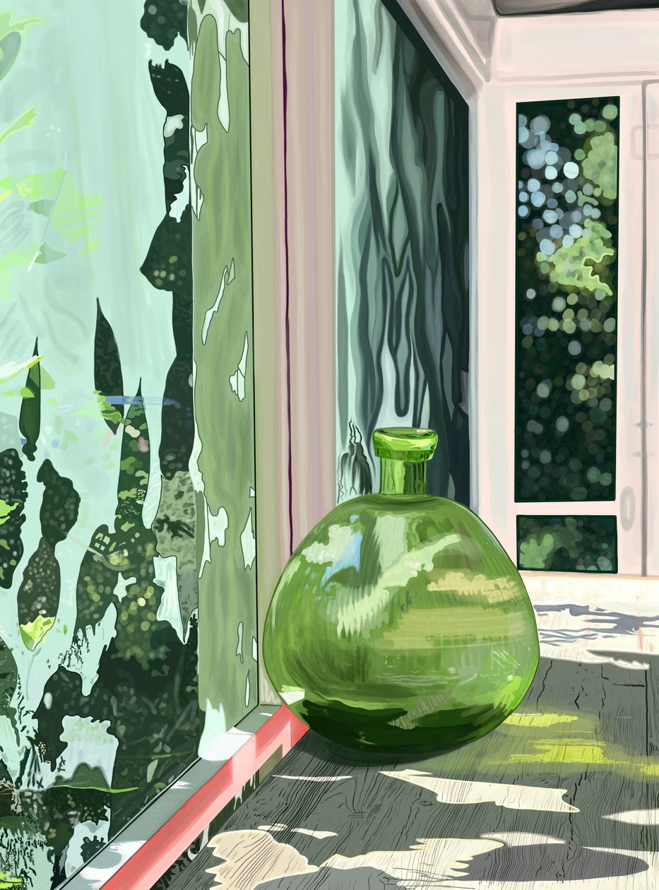 Jarra verde num alpendre blindado, Brooklyn (arte digital) de Evan Sklar