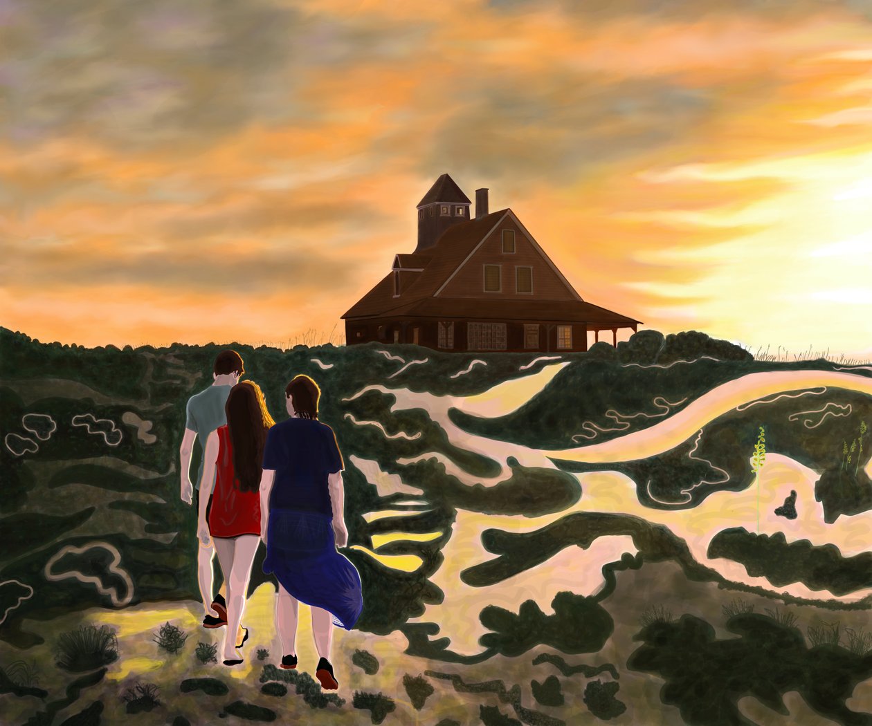 A caminho de casa para o jantar, North Swan Beach (arte digital) de Evan Sklar