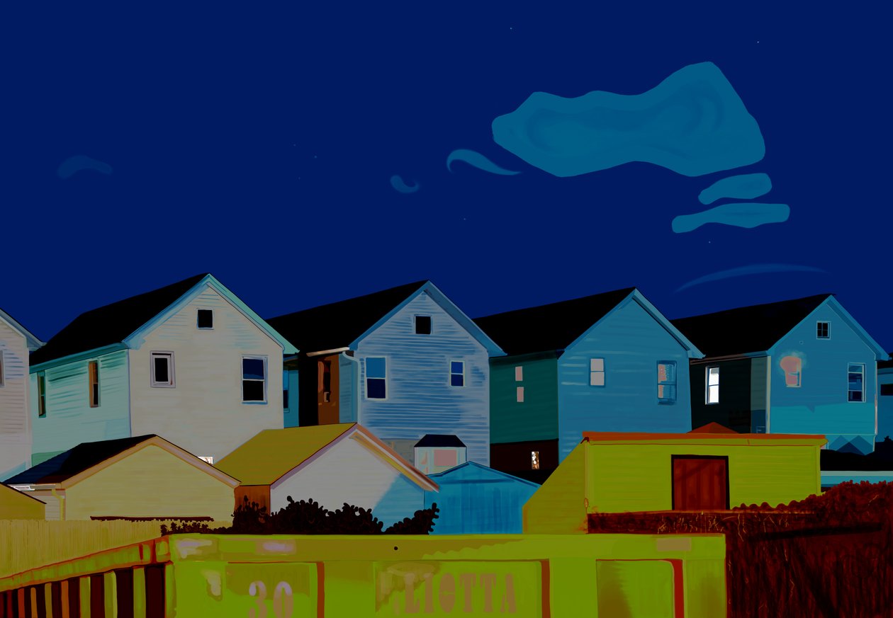 Casas em Queens (arte digital) de Evan Sklar