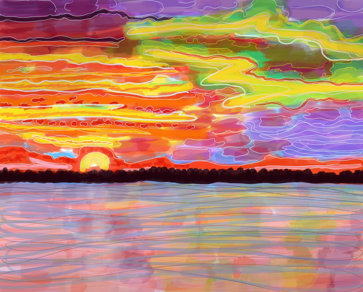 Rio Hudson, Brooklyn (arte digital) de Evan Sklar