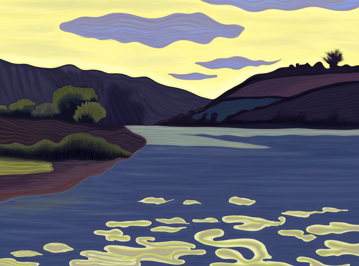 Lakeside, verão, 2025 (arte digital) de Evan Sklar