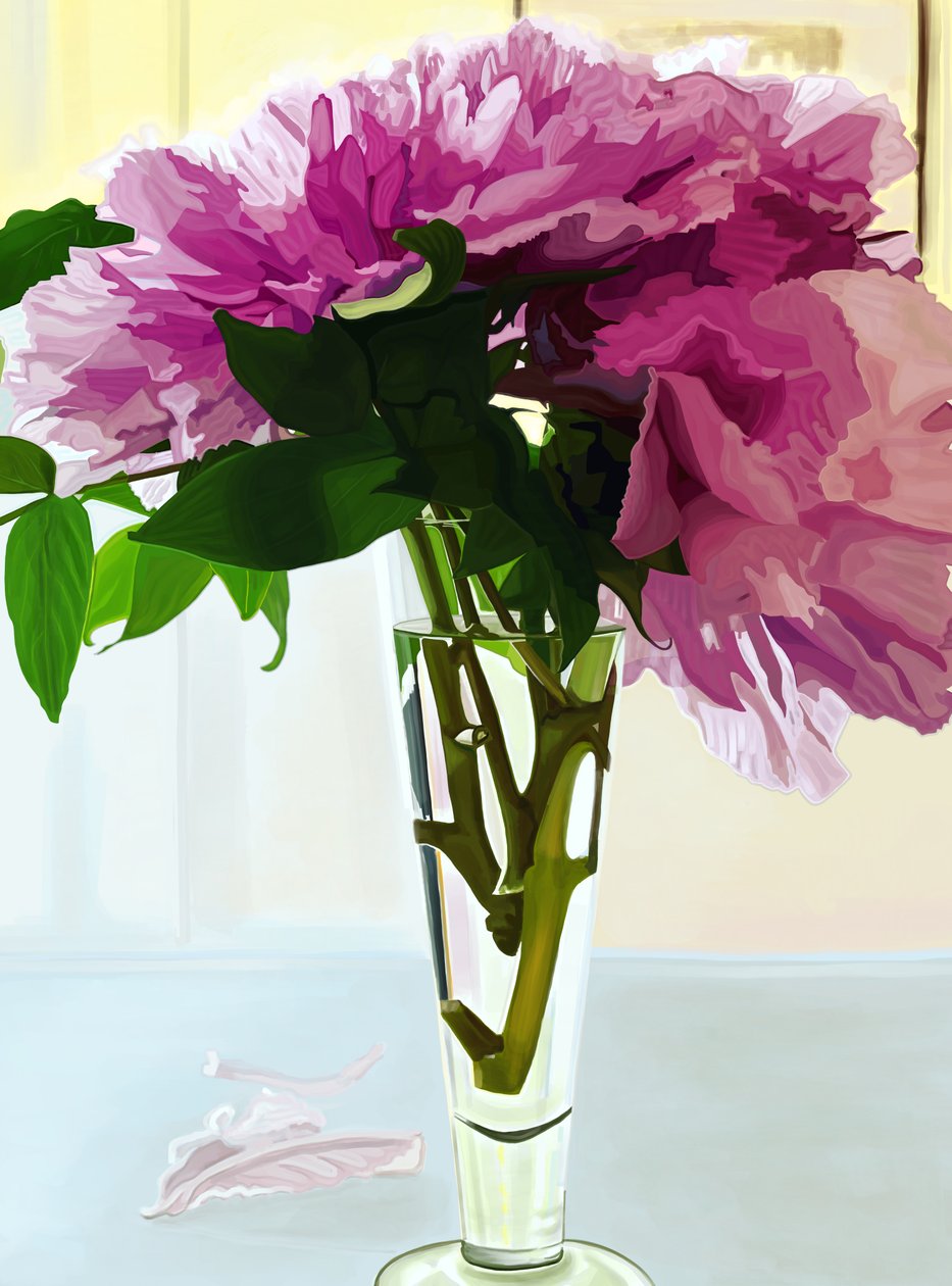 Peónias magenta em vaso (arte digital) de Evan Sklar