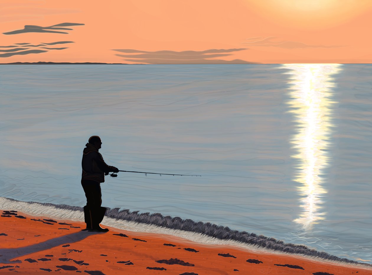 Homem a pescar, Brooklyn (arte digital) de Evan Sklar