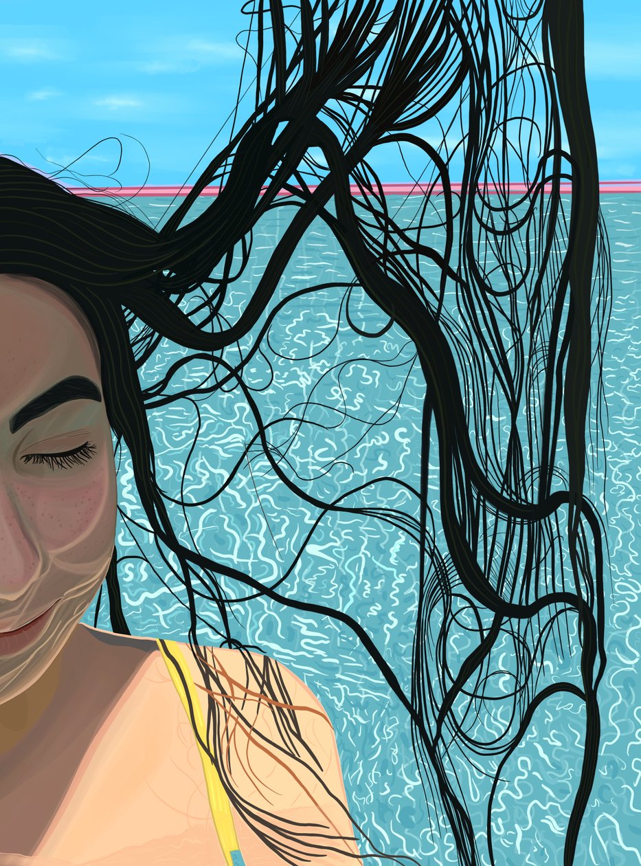 Cabelo de piscina, c.2020-24 (arte digital) de Evan Sklar