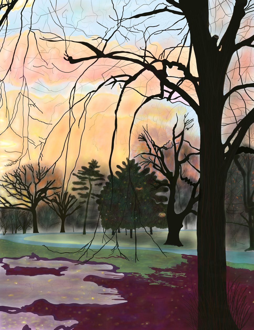 Prospect Park, Árvores (arte digital) de Evan Sklar