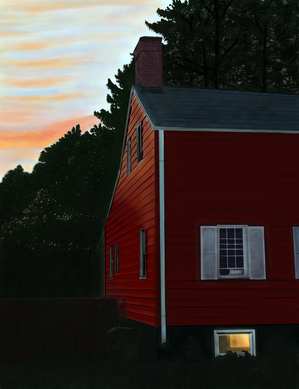 Casa vermelha em Beaccon, NY, Alvorada (arte digital) de Evan Sklar