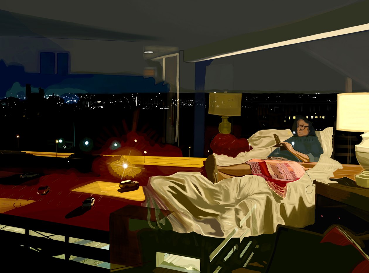 Richmond, Virgínia, Hotel à noite, 2025 (arte digital) de Evan Sklar