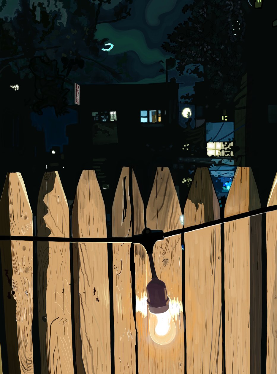 Rood Deck à noite (arte digital) de Evan Sklar
