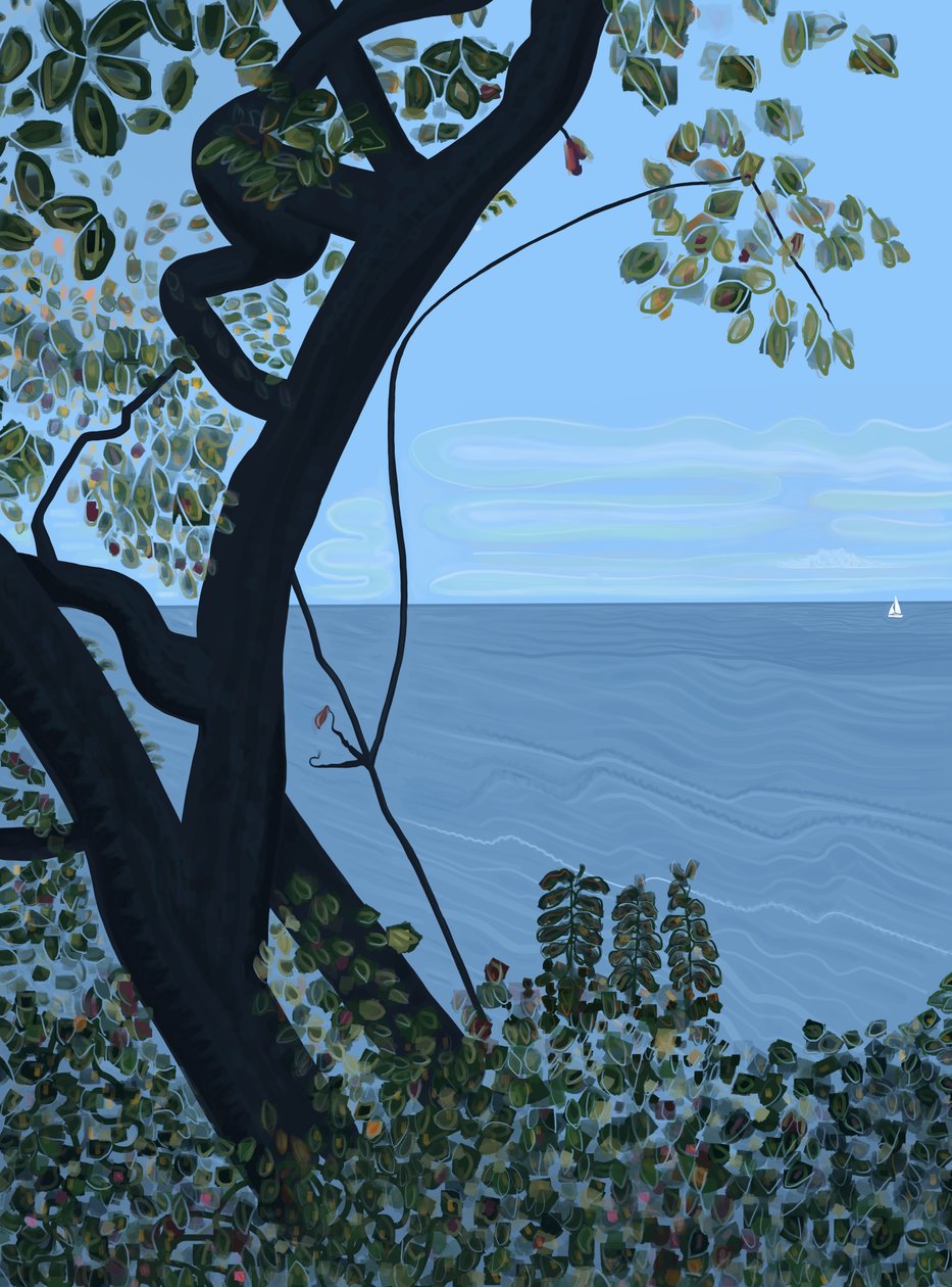 Mar e barco à vela, Brooklyn (arte digital) de Evan Sklar