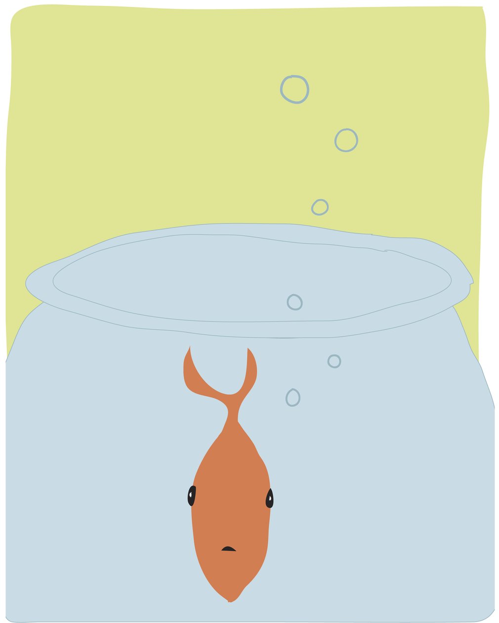 Single Goldfish In Bowl, 2015 (desenhado à mão num iPad com um lápis Apple) de Evan Sklar