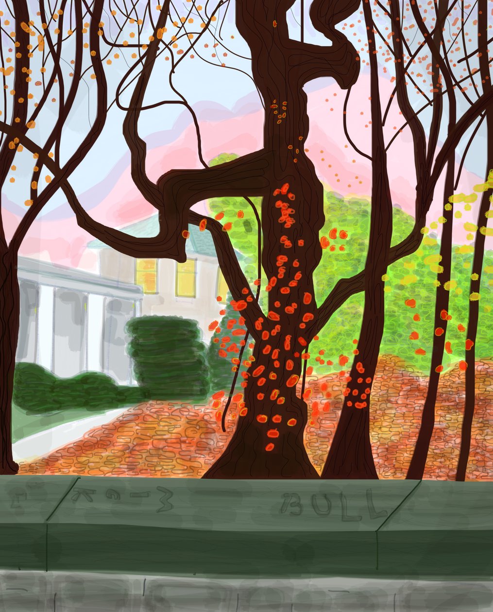 Spring In Prospect Park, 2016 (desenhado à mão num iPad com um lápis Apple) de Evan Sklar