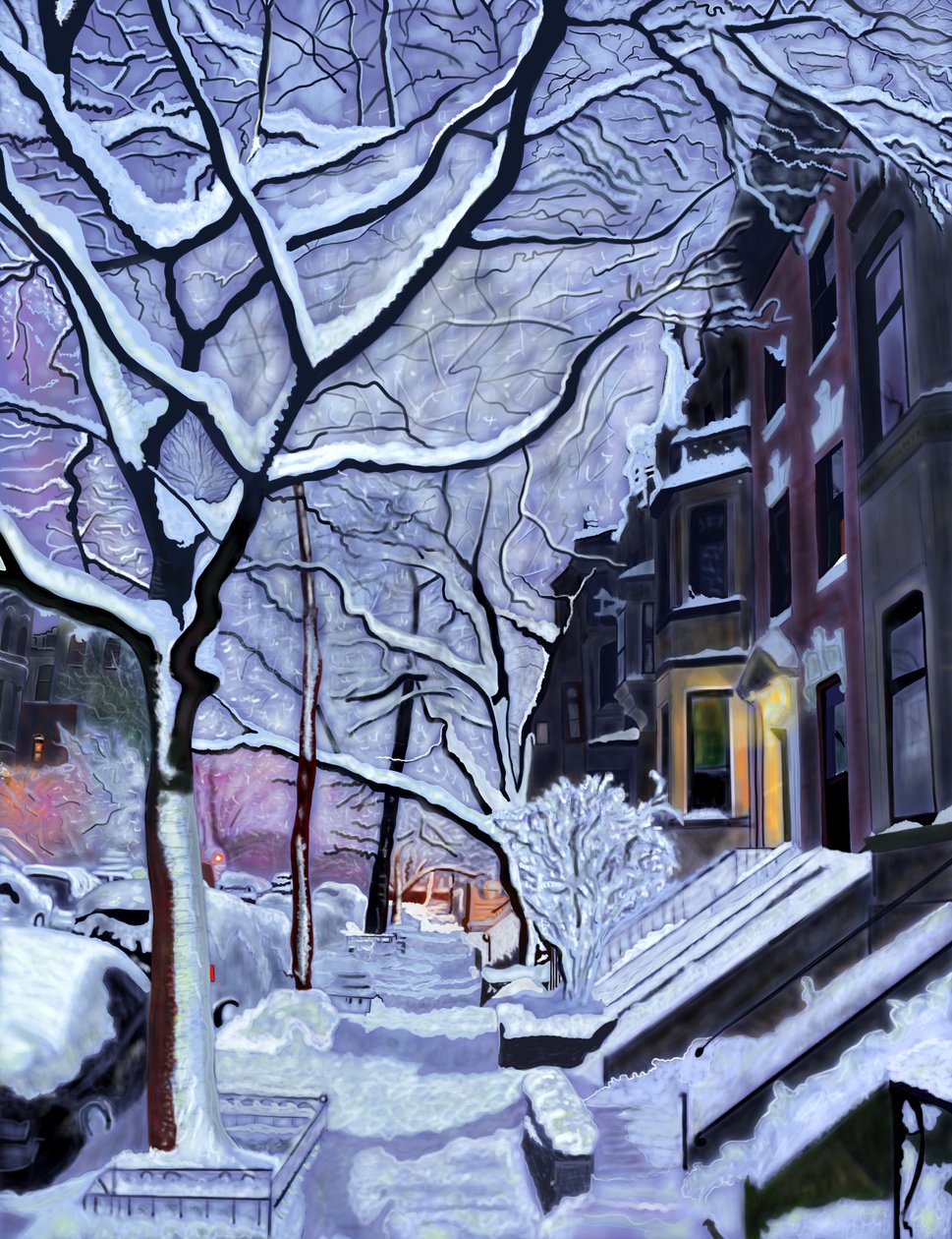 Neve molhada, primeira luz, Brooklyn (arte digital) de Evan Sklar