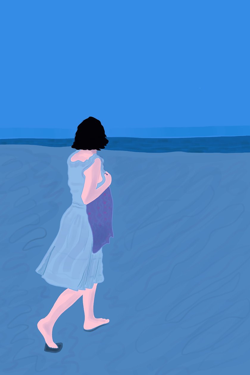 Mulher na praia de Fire Island (arte digital) de Evan Sklar