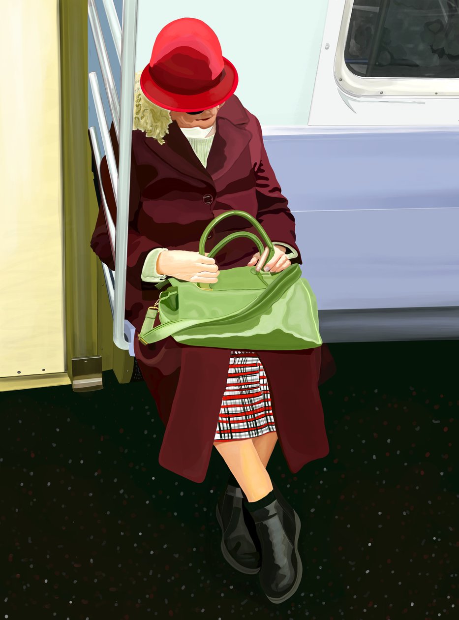 Mulher no metro (arte digital) de Evan Sklar