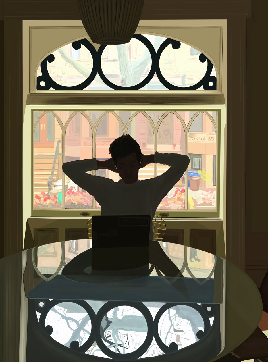 Trabalhar em casa (arte digital) de Evan Sklar