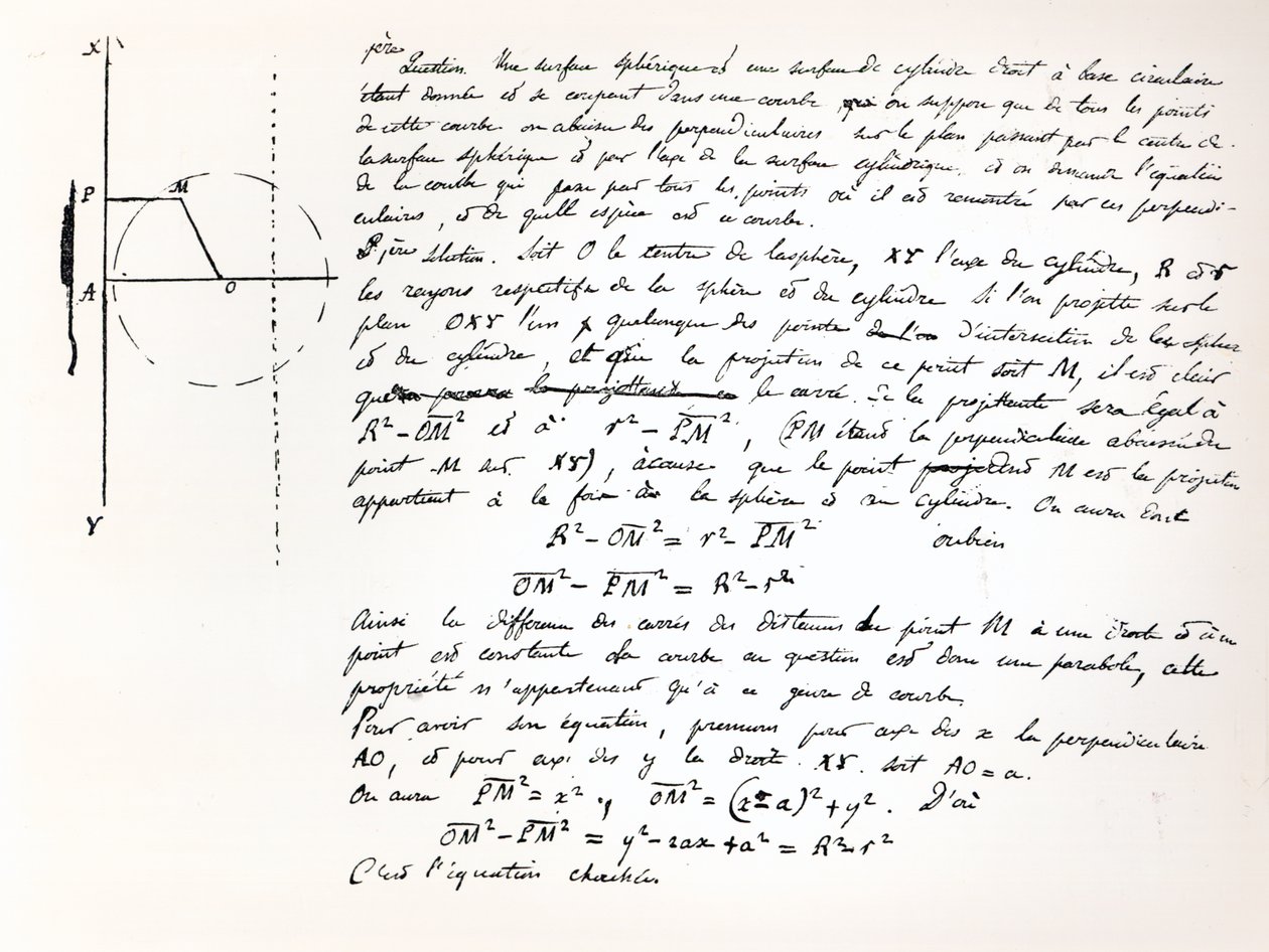 Início do roteiro de exame de Galois para o Concours General, 1829 de Evariste Galois