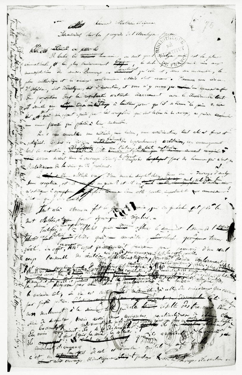 Manuscrito sobre os avanços feitos na análise pura, c.1830 (caneta e tinta no papel) de Evariste Galois